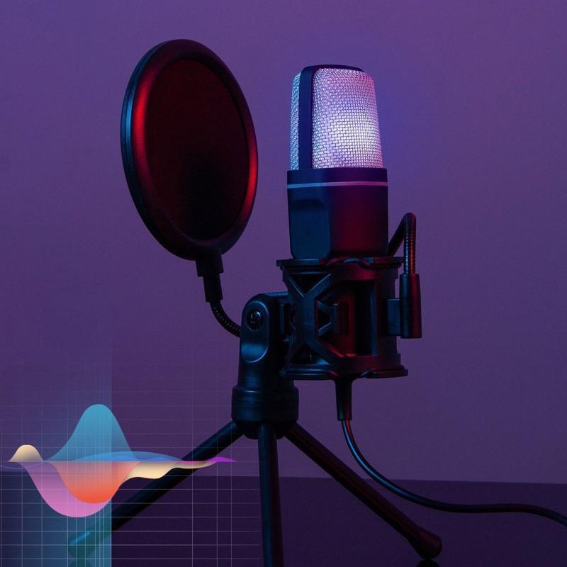 Microphone with Bracket Stand for Birthday Recording Streaming Conference