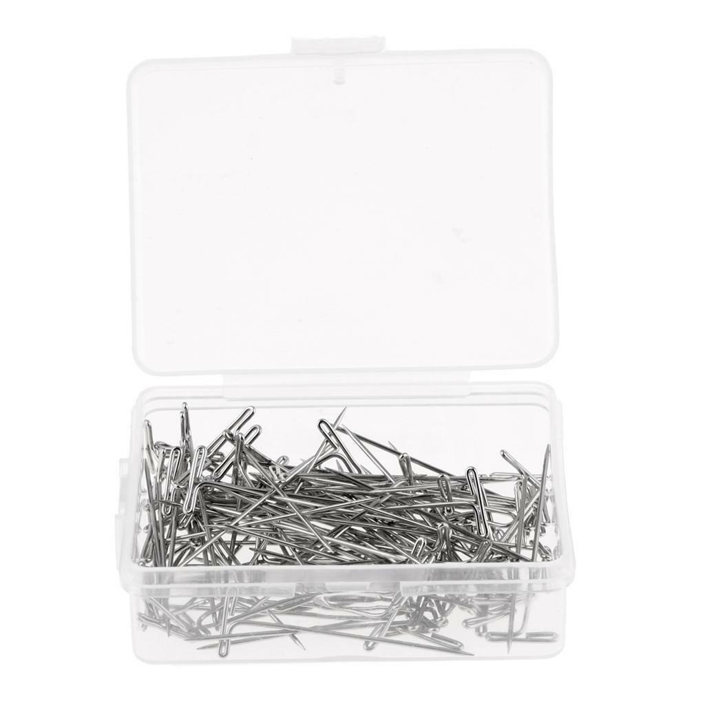 100 Pieces Stainless Steel Styling T Needle  for Fixing Wigs Dress
