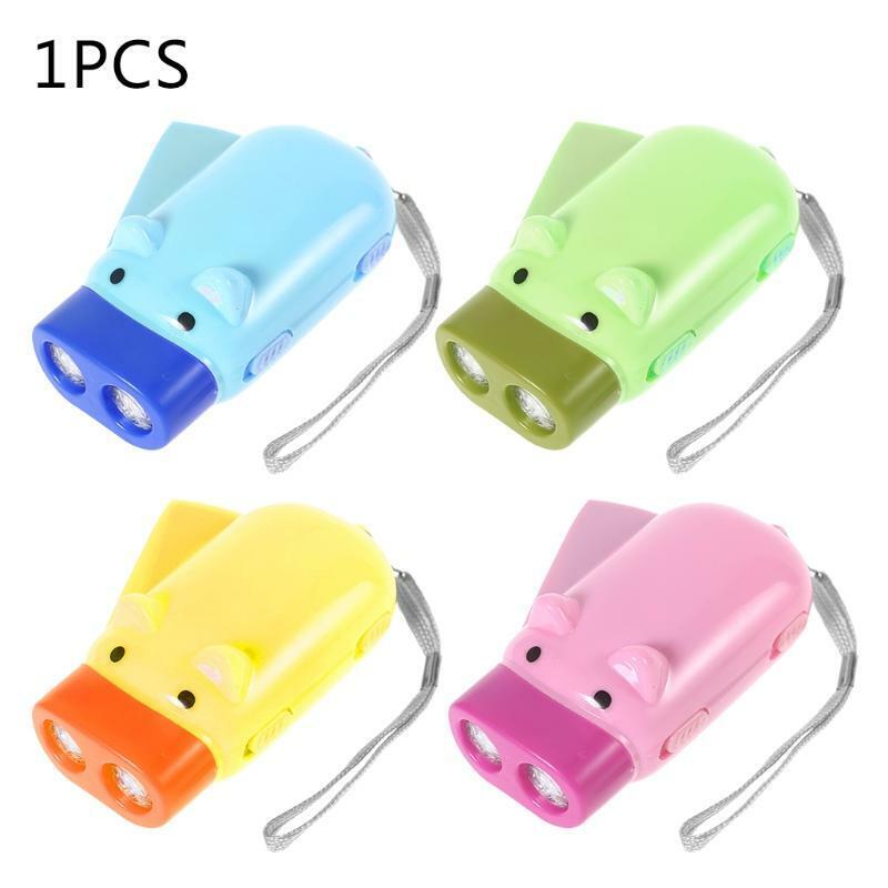 Hand Pressing Power Pig 2 LED Flash Light Flashlight Wind-up Dynamo Torch Lamp
