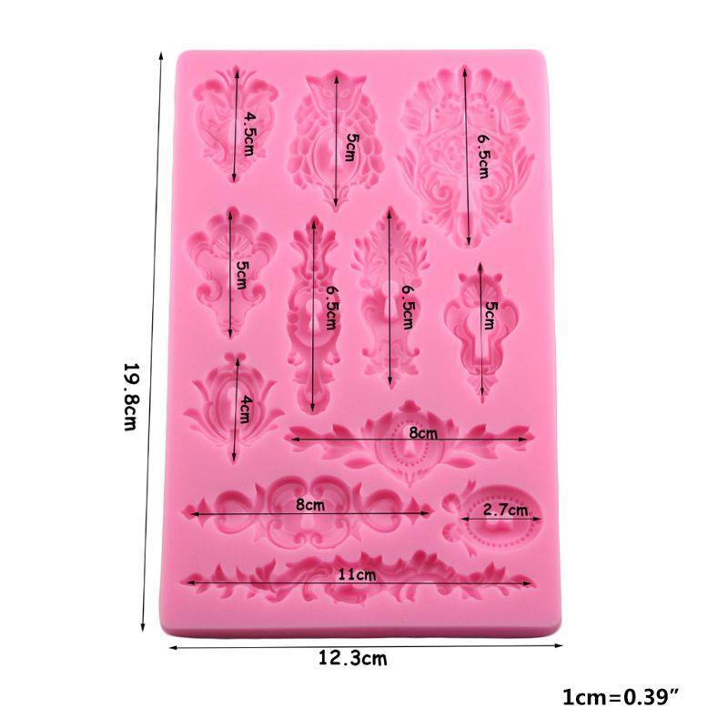 DIY European Flower Pattern Cake Border Silicone Mold Baroque Scroll Relief Mold
