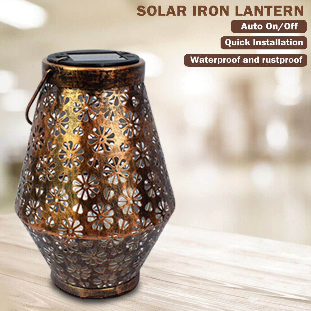 Solar Metal Hollow Projection Lamp Outdoor Hanging Light Garden Ornaments