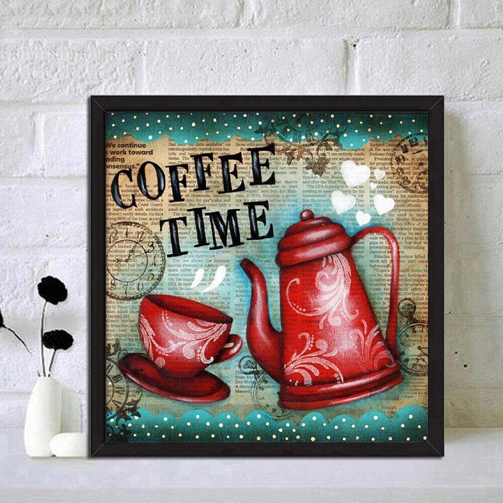 30x30cm Diamond Painting Kits Full Round Coffee Time DIY Picture Home Decor