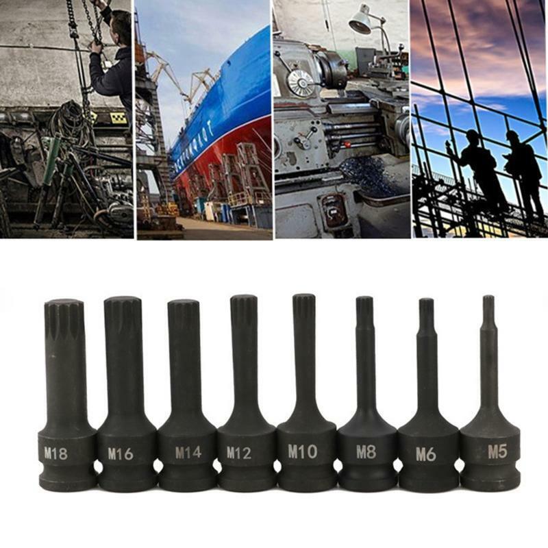 8Pcs Twelve Angle Sleeve Set Torx Bits Screwdriver Socket Woodworking Drill Tool