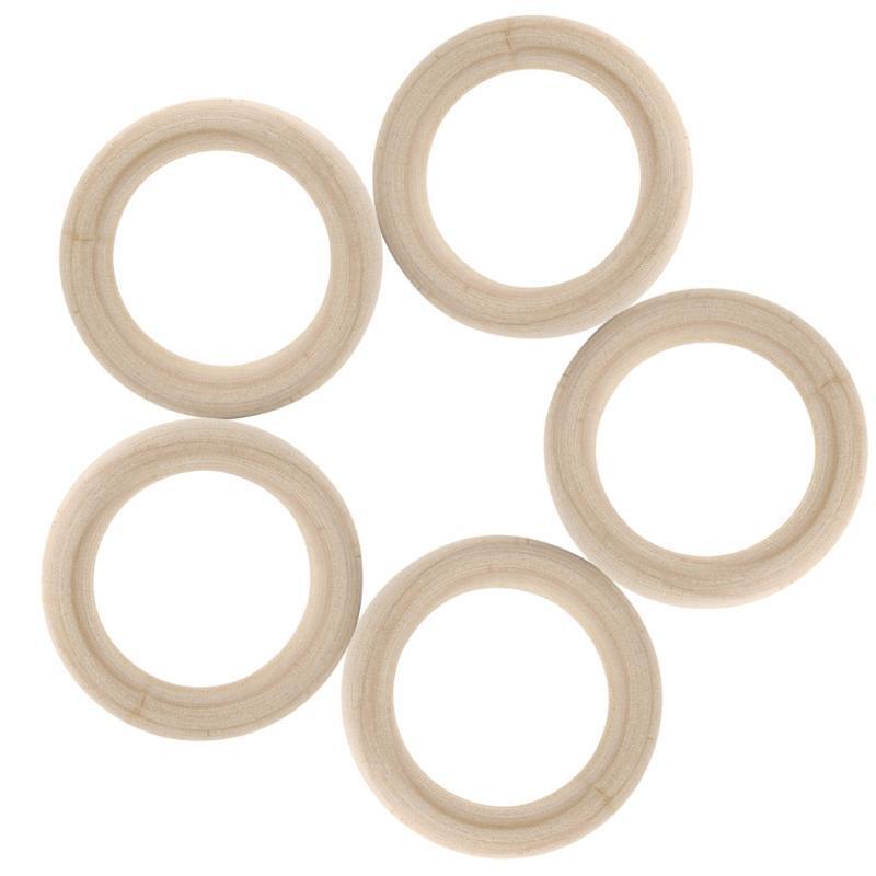 5Pcs Natural Wood Circle Ring Pendant Connectors Beads DIY Jewelry Findings 40mm