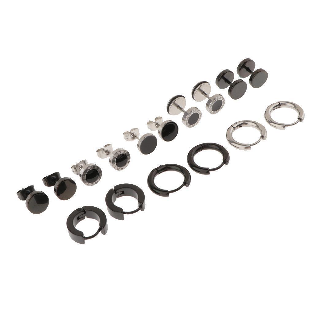 8Pair Punk Style Stainless Steel Stud Earring Set for