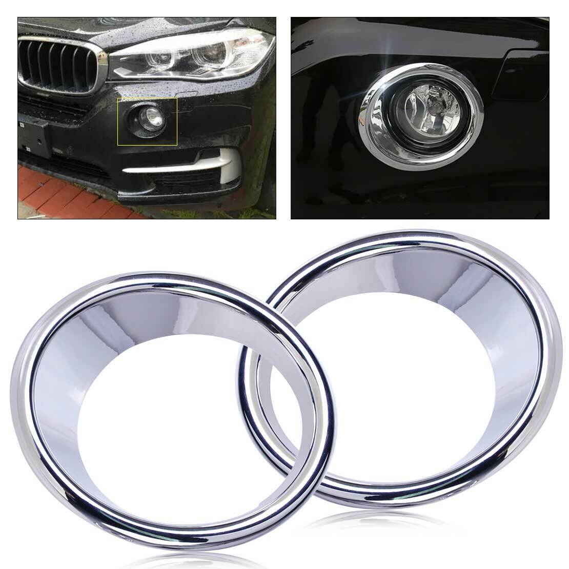 2x Chrome Plated Cover Trim Fit For BMW X5 F15 2014 2015 Front Fog Light Lamp Li