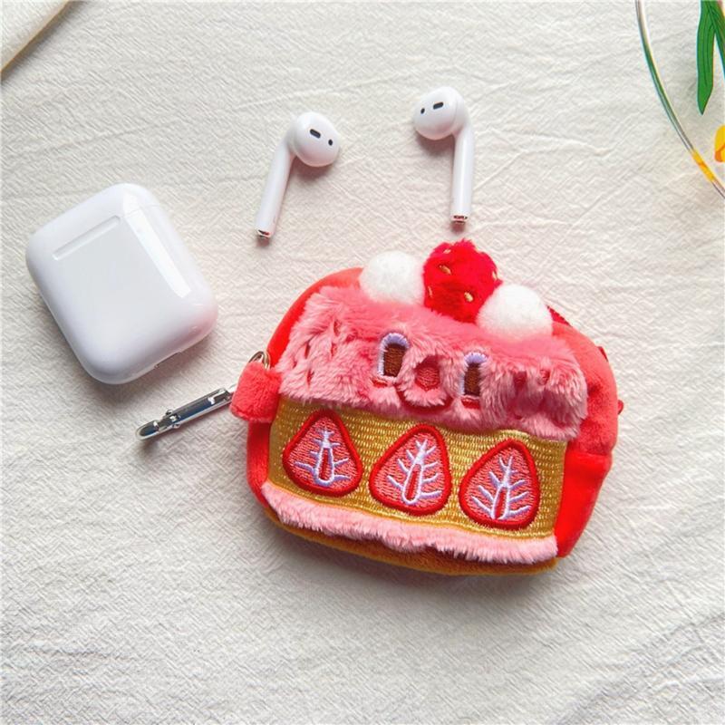 Cute Strawberry Purse Plush Sweet Pattern Fluffy Storage Bag with Zipper