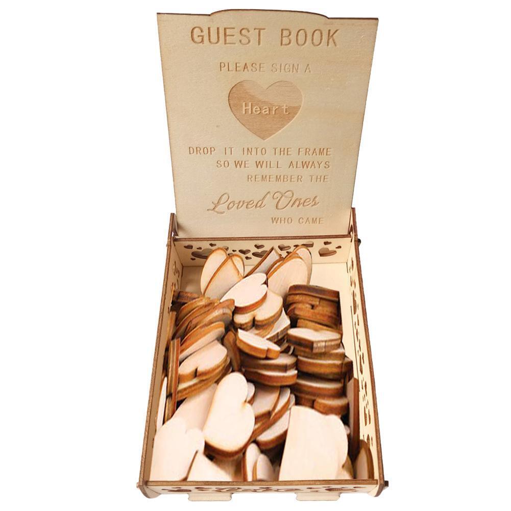 Wedding Signature Hearts Drop Box Rustic Sweet Guestbook Decor (JM01634)