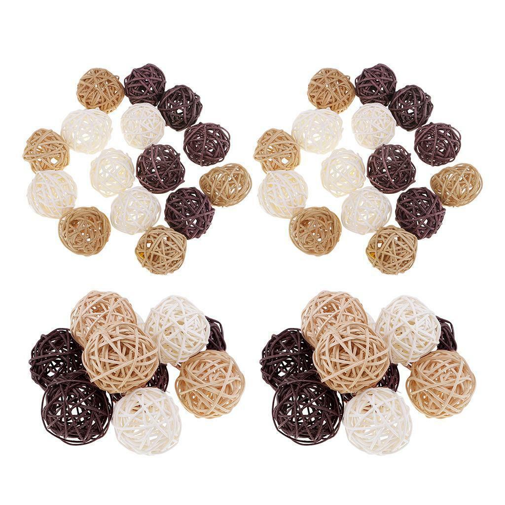 50x Wicker Rattan Balls Ornaments Bowl Ornaments  Fillers Supplies
