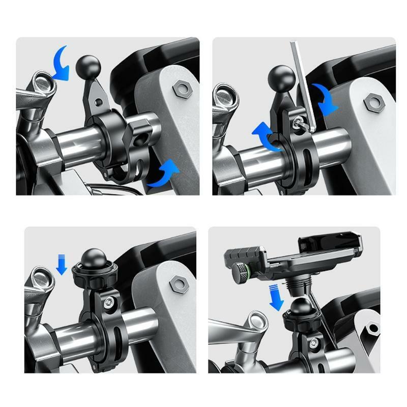 12V-90V Motorcycle E-bike Handlebar Rear-View Mirror Cellphone Stand USB Charger