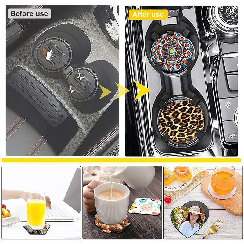 42 Pcs Sublimation Coasters Heat Transfer Blank Cup Mat Waterproof for DIY Decor