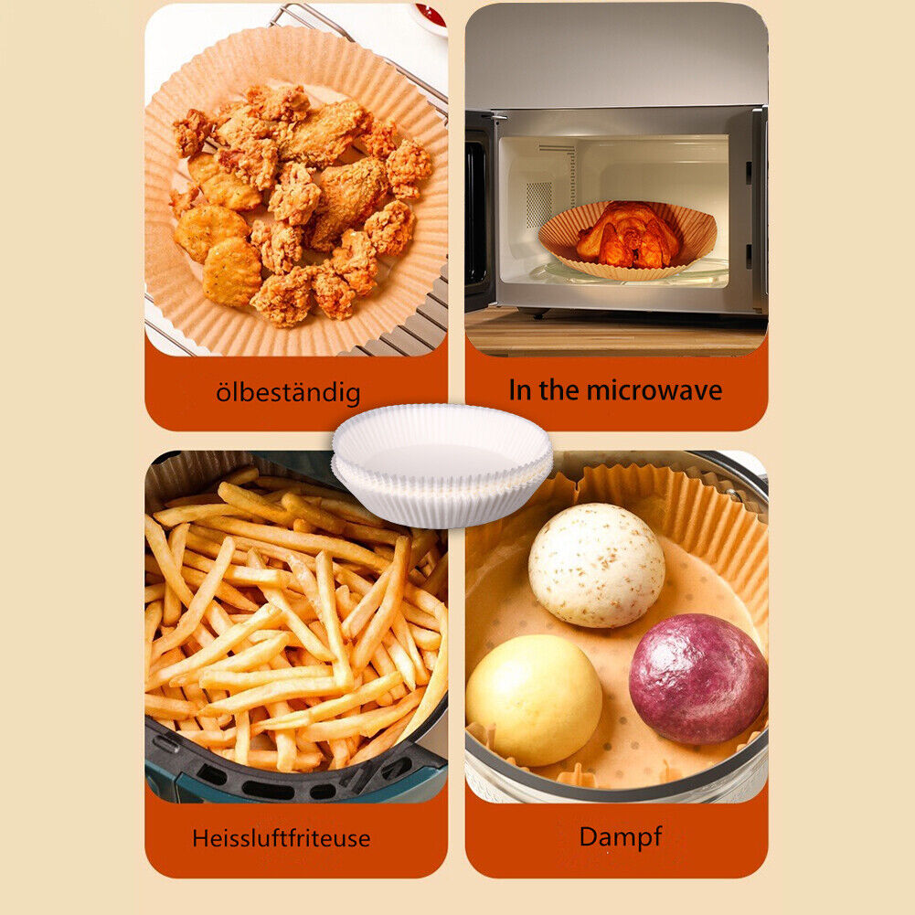 50pcs Air Fryer Paper Liner Steaming Oven Baking Oil Paper Mats (20x4.5cm)