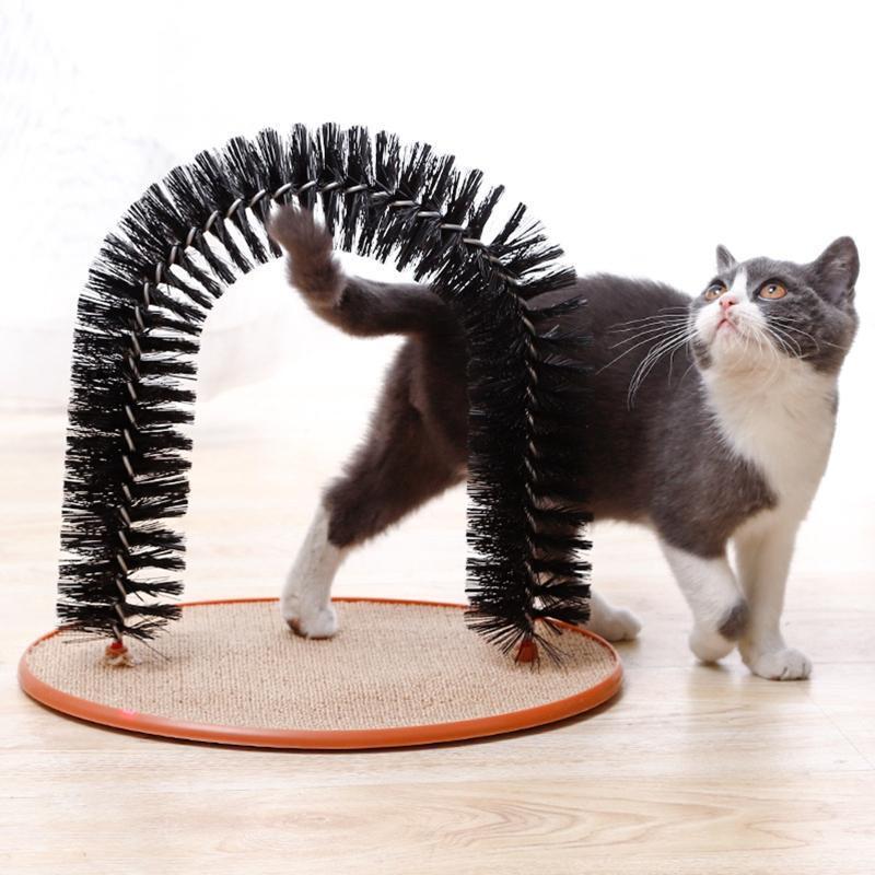 Self Grooming Cat Arch Brush Carpet Base Groomer Massager Scratcher Hair Cleaner