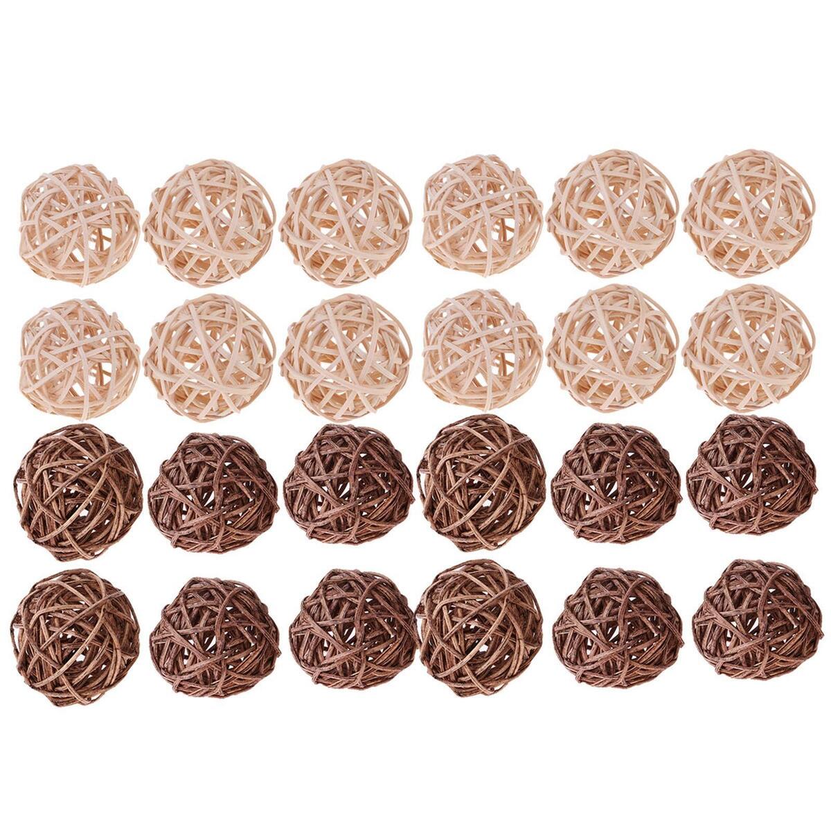 24pcs 7cm Rattan Cane Ball for Christmas Wedding Home Party Decor Ornament