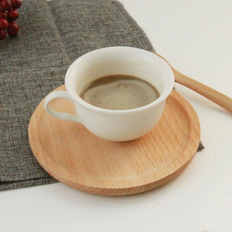 Wooden Round Pastry Tray Dessert Plate Dishes Coasters Holder Coffee Cup Mat