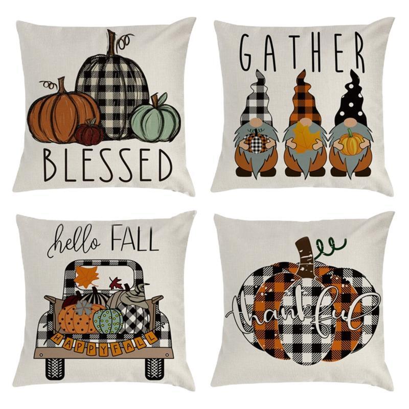 Fall Pillow Covers Set of 4 for Fall Decor Farmhouse Thanksgiving Buffalo
