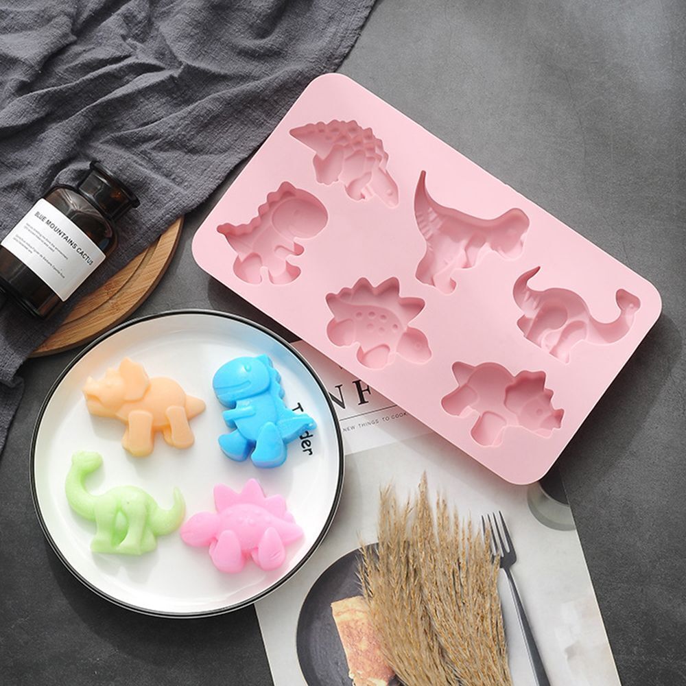 Jello Biscuit Soap Mould Cartoon Dino Tray 6 Dinosaur Cake Mold Chocolate Molds