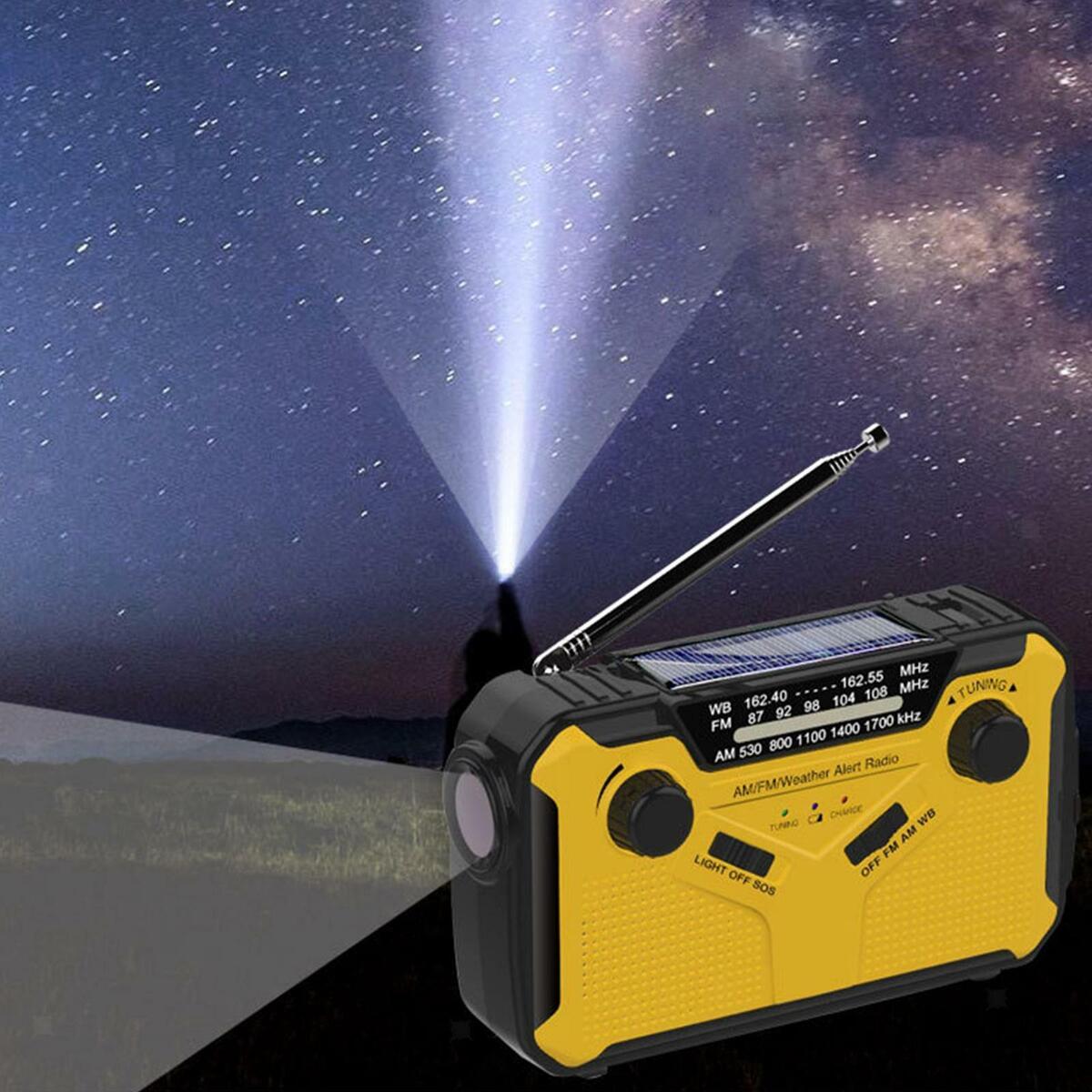 Emergency Weather Radio  Crank Solar ,LED Flashlight Cellphone Charger
