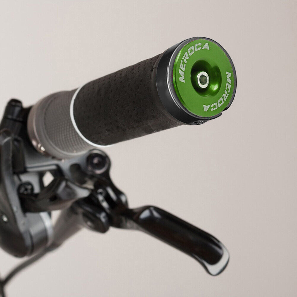 MEROCA 2pcs Bicycle Bar Grips End Cap Road Bike Handlebar End Plug (Green)