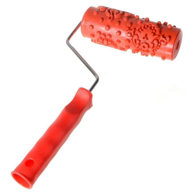 Home Wall Rubber Paint Roller Wooden Grain Painting Roller with Plastic Handle