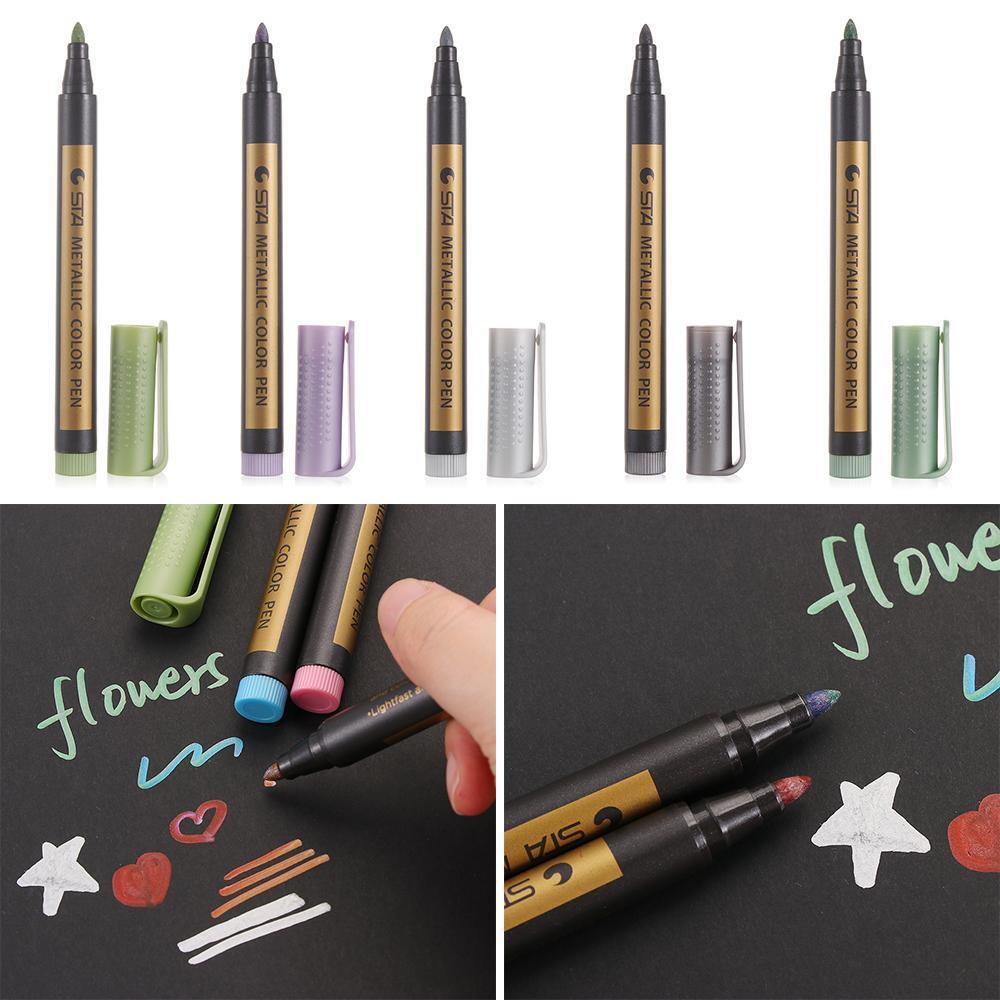 Colorful Marker Pen Set Metalic Paint Writing Supplies Albums Photo Ink Pen