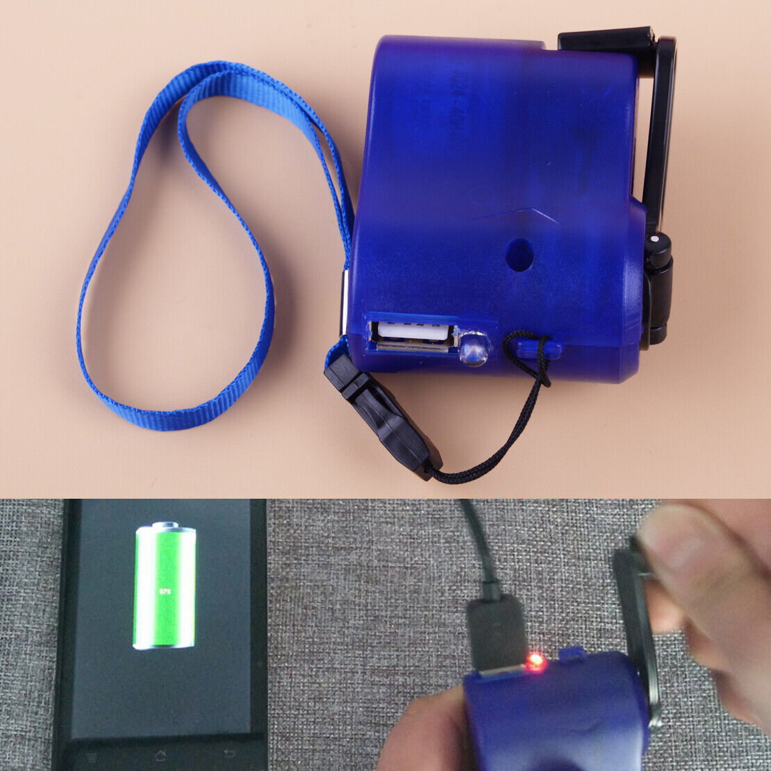 Portable Emergency SOS USB Hand Crank Phone Charger Power Generator Outdoor Li