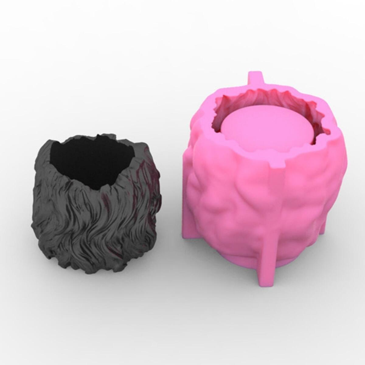 Lion Head Shaped Plant Pots Planter Silicone Mold DIY Concrete Wax Moulds