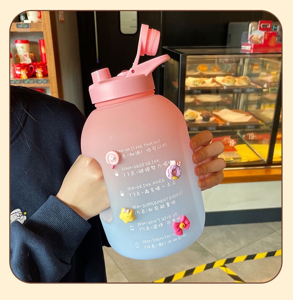 2200ml Outdoor Straw Water Jug Large Capacity Water Bottles Drinking Cup