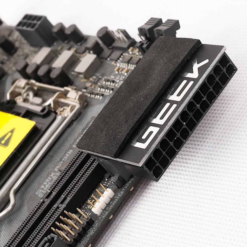 90 Degree Desktop Motherboard ATX 24Pin Female to 24Pin Male Power Adapter