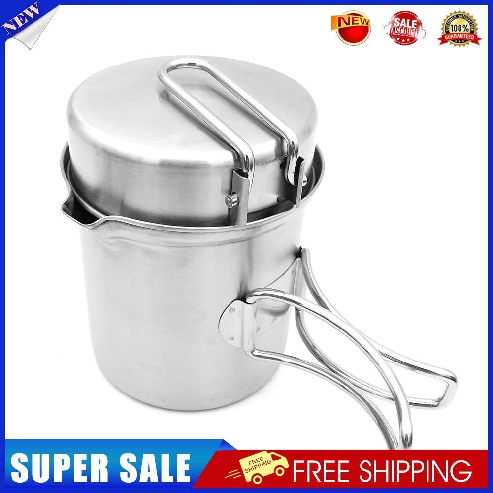 2pcs/Set Foldable Portable Camping Cooking Kettle+Storage Bag Outdoor Pots