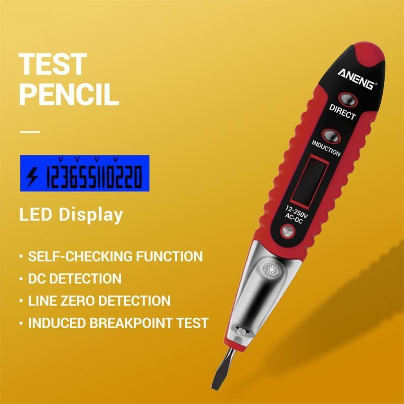 AC DC 12-250V Digital Voltage Tester Pencil Electric Pen Voltage Detector Meter