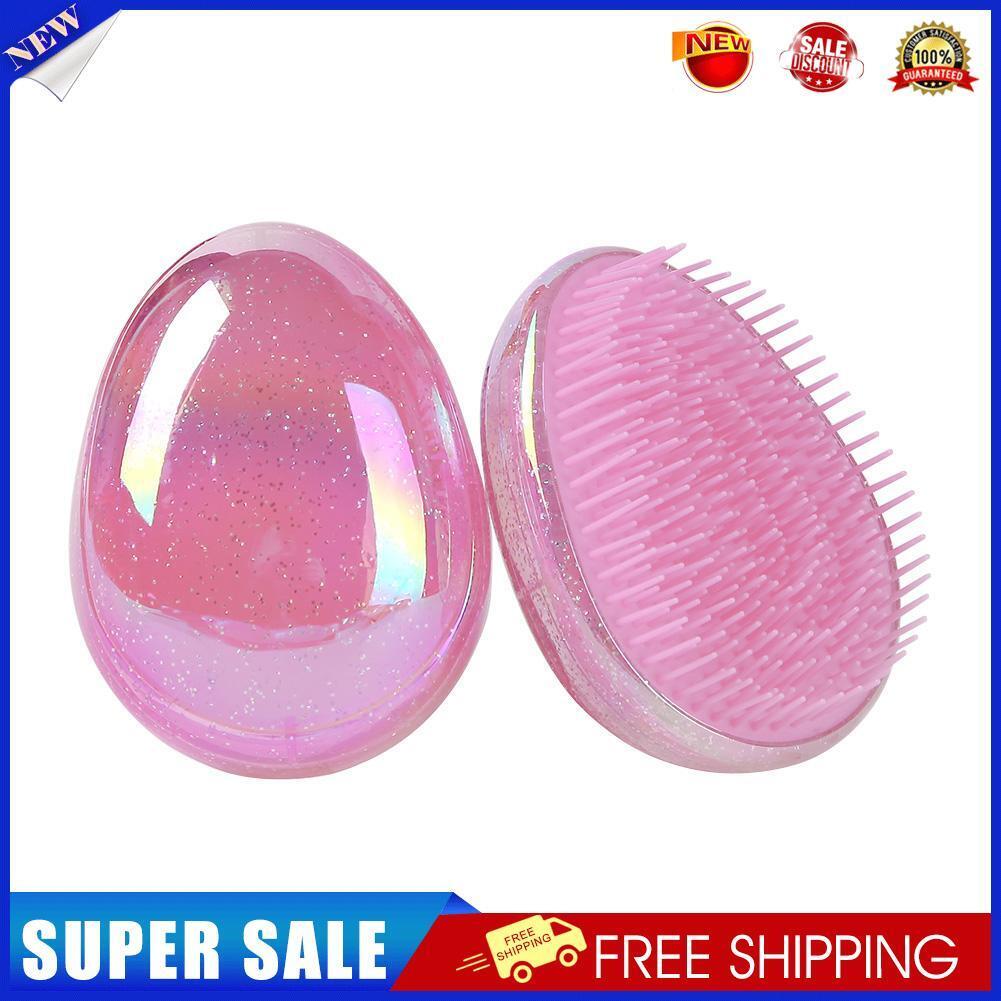 Women Egg Round Comb Anti Static Smoothing Hairdressing Hair Brush (Pink)