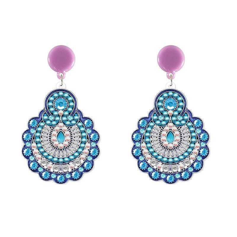 1 Pair Diamond Paintings Diy Earrings Handmade Point Diamond Material Package