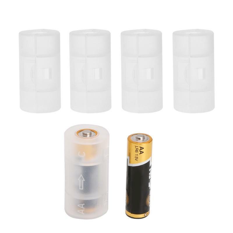 Translucent AA To C Size Cell Battery Converter Adaptor Holder Case Shell Cover