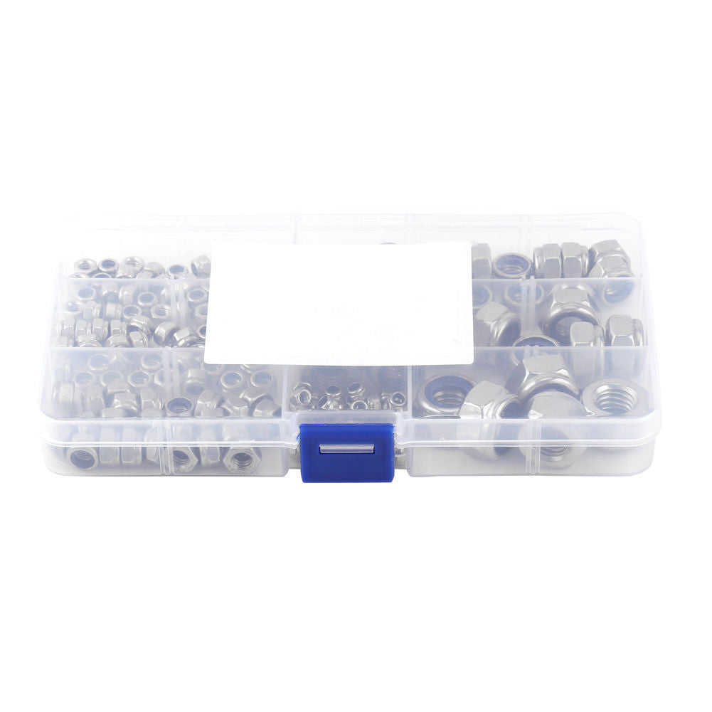 165pcs Stainles Steel Nylon Insert Locknut Assortment Kit M3 M4 M5 M6 M8 M10M12