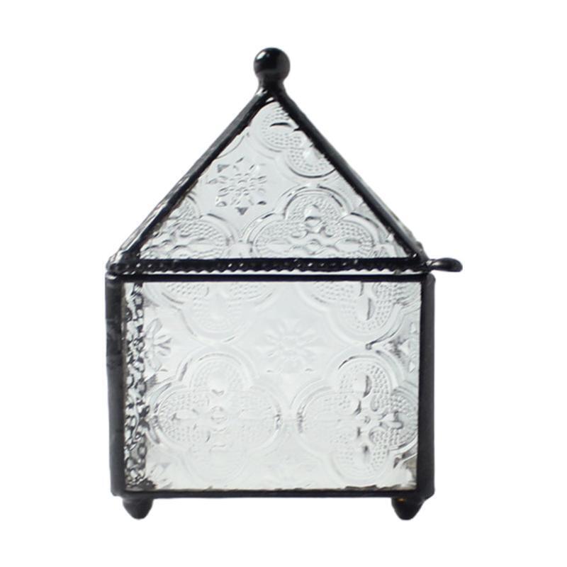 Four-sided Spire Geometric Ring Box Glass Jewelry Storage Box Wedding Engagement