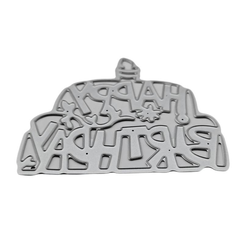 Cake Metal Cutting Die Birthday Cake Embossing Script Die Stencil for Card Makig