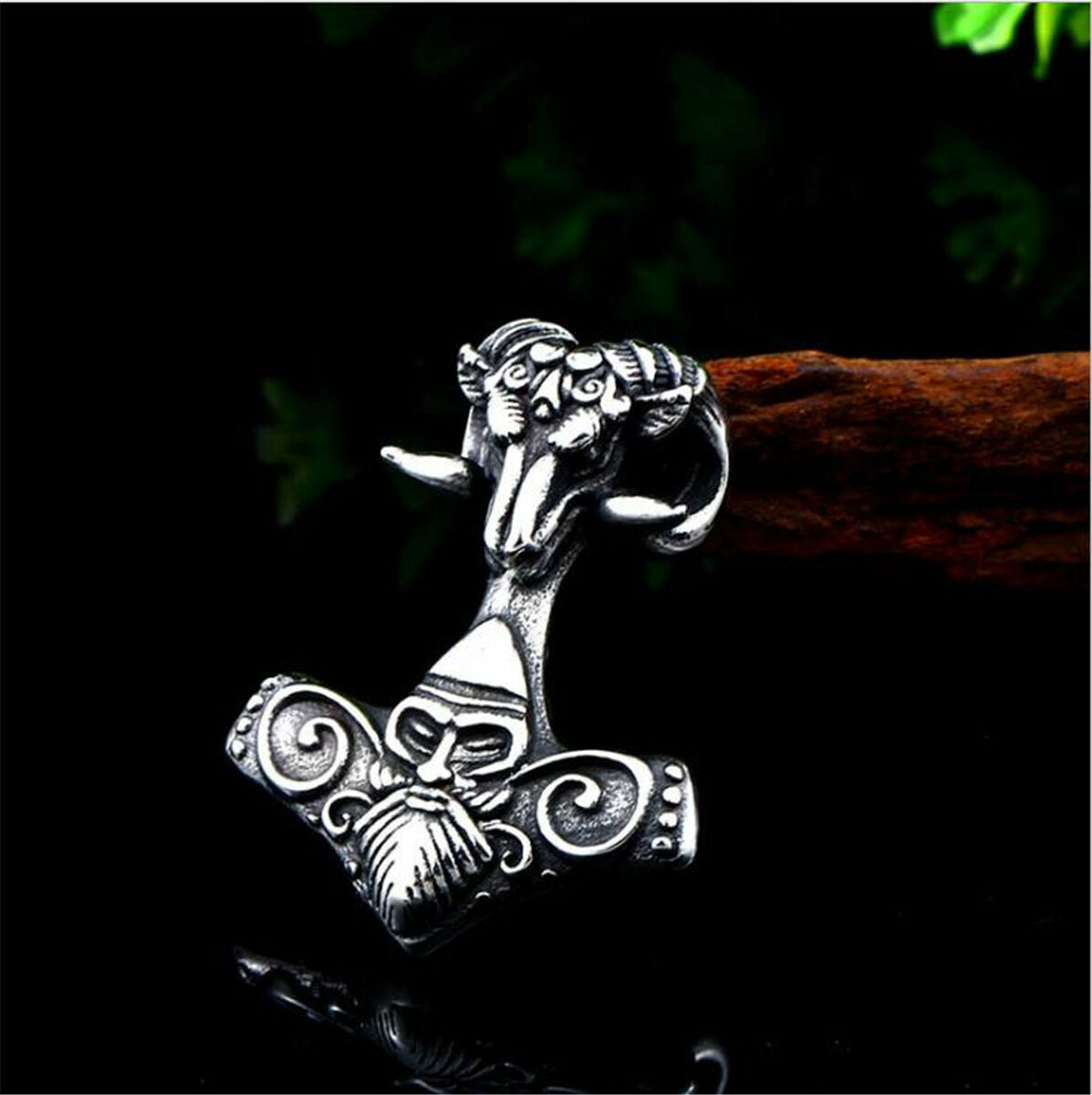 Viking Sheep Head Stainless Steel Pendant For Men's Titanium Steel Necklace