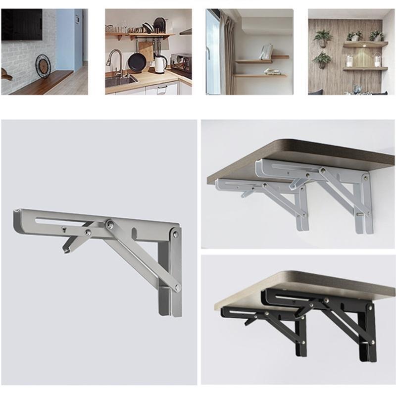 2 Pcs 8-18'' Metal Collapsible Shelf Bracket Reinforced Folding Shelf Brackets