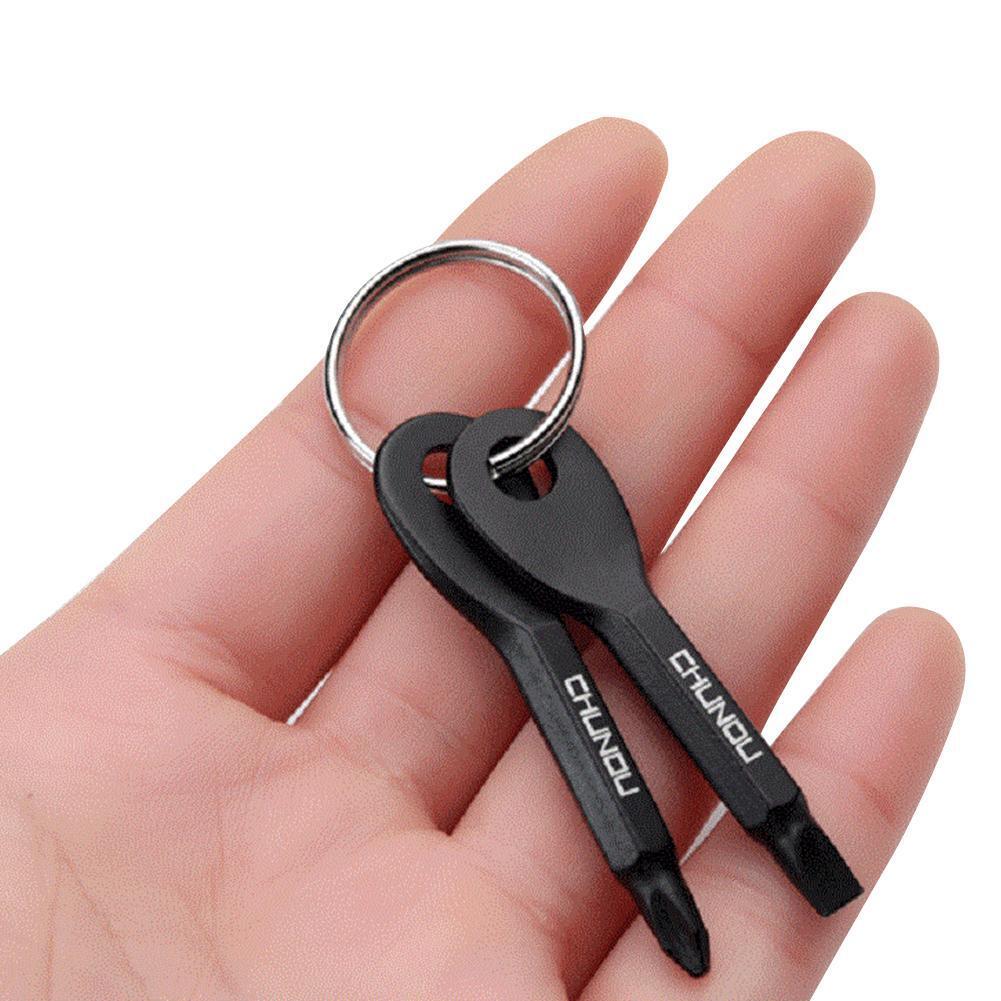2pcs Metal SLOTTED/PHILLIPS Screwdriver Set Outdoor Multi Tool Key Ring