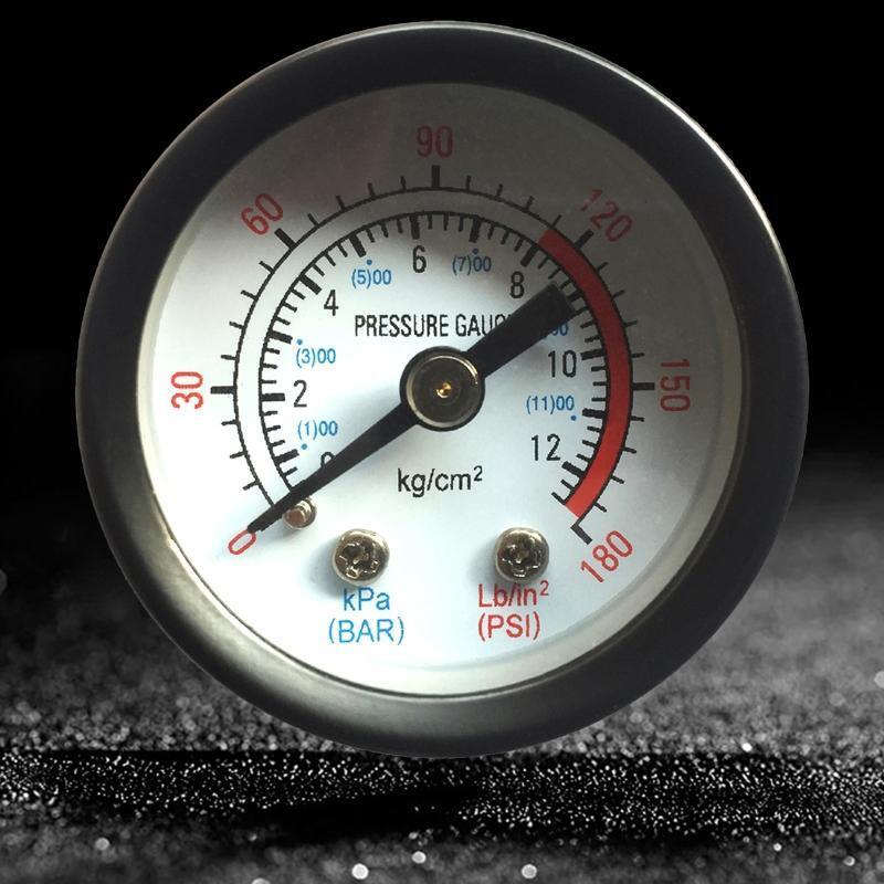Round Dial 0-180PSI 0-12BAR Pressure Gauge Dual Scal Fluid Pressure Gauge 4.2CM