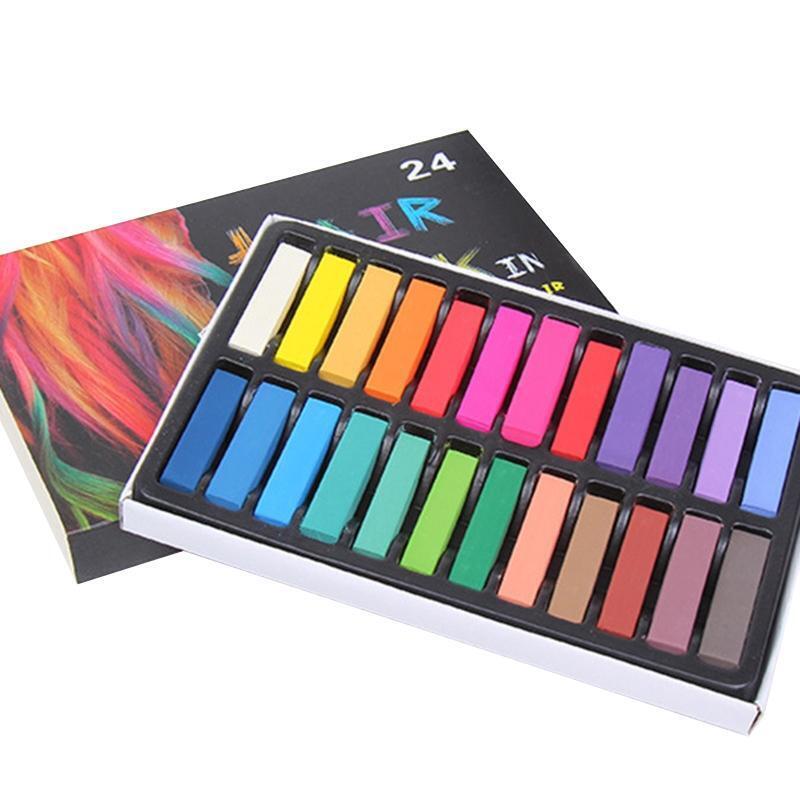 24 Colors Temporary Hair Chalk Bright Hair Color Dye Washable Hair Chalks Gift