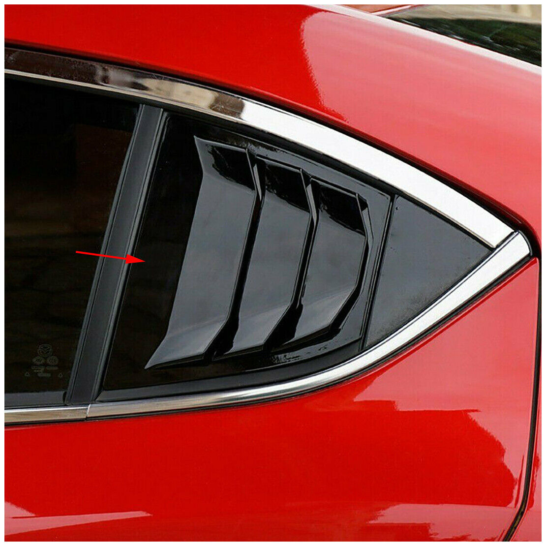 Kit Rear Side Window Quarter Louver Vent Cover Trim Fit for Mazda 3 Axela 14-18