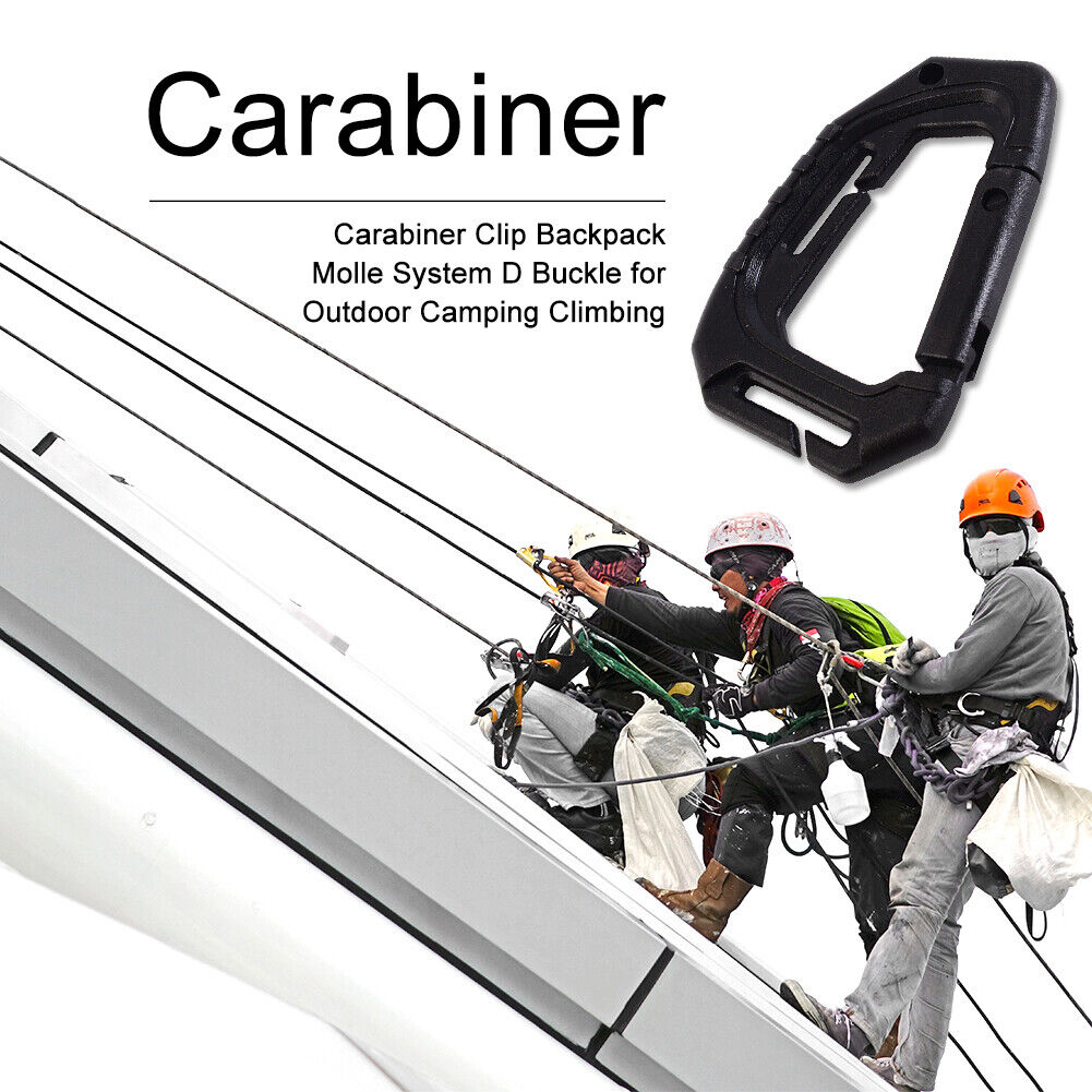 Carabiner Outdoor Camping Climbing Backpack Molle System D Buckle (Black)