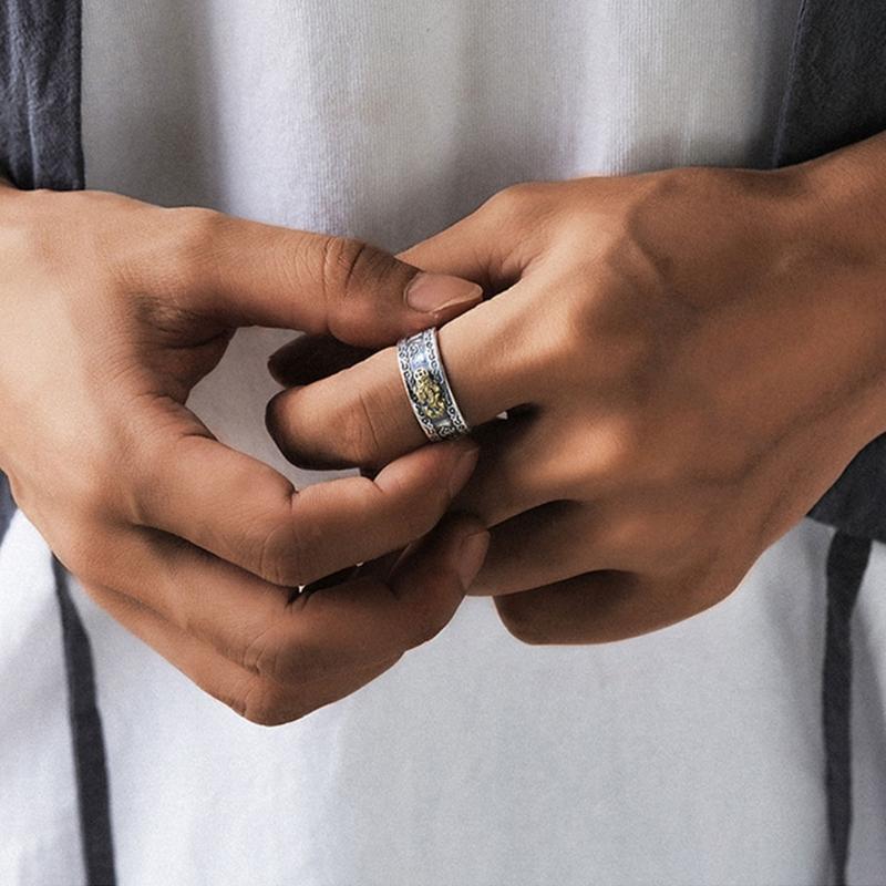 Feng Shui Pi Xiu Mantra Protection Wealth Ring Charms Adjustable Buddhist Jewelr