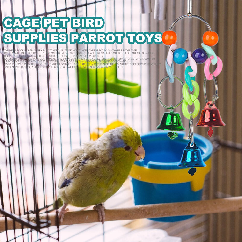 Small Parrot Bell Colorful Handmade Pet Jewelry Hanging Cage Bell Swing (D)