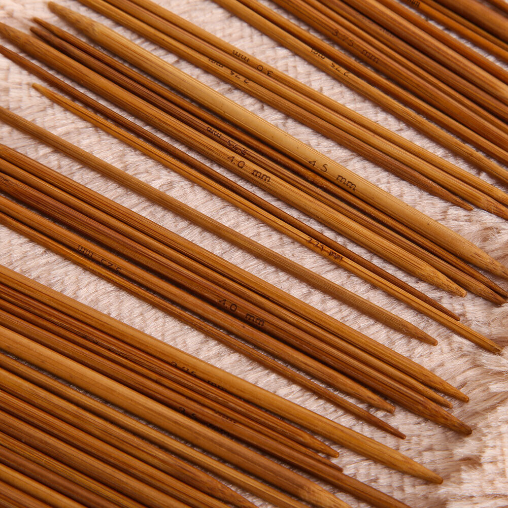 55Pcs 11sizes 5'' 13cm Double Pointed Carbonized Bamboo Knitting Needles