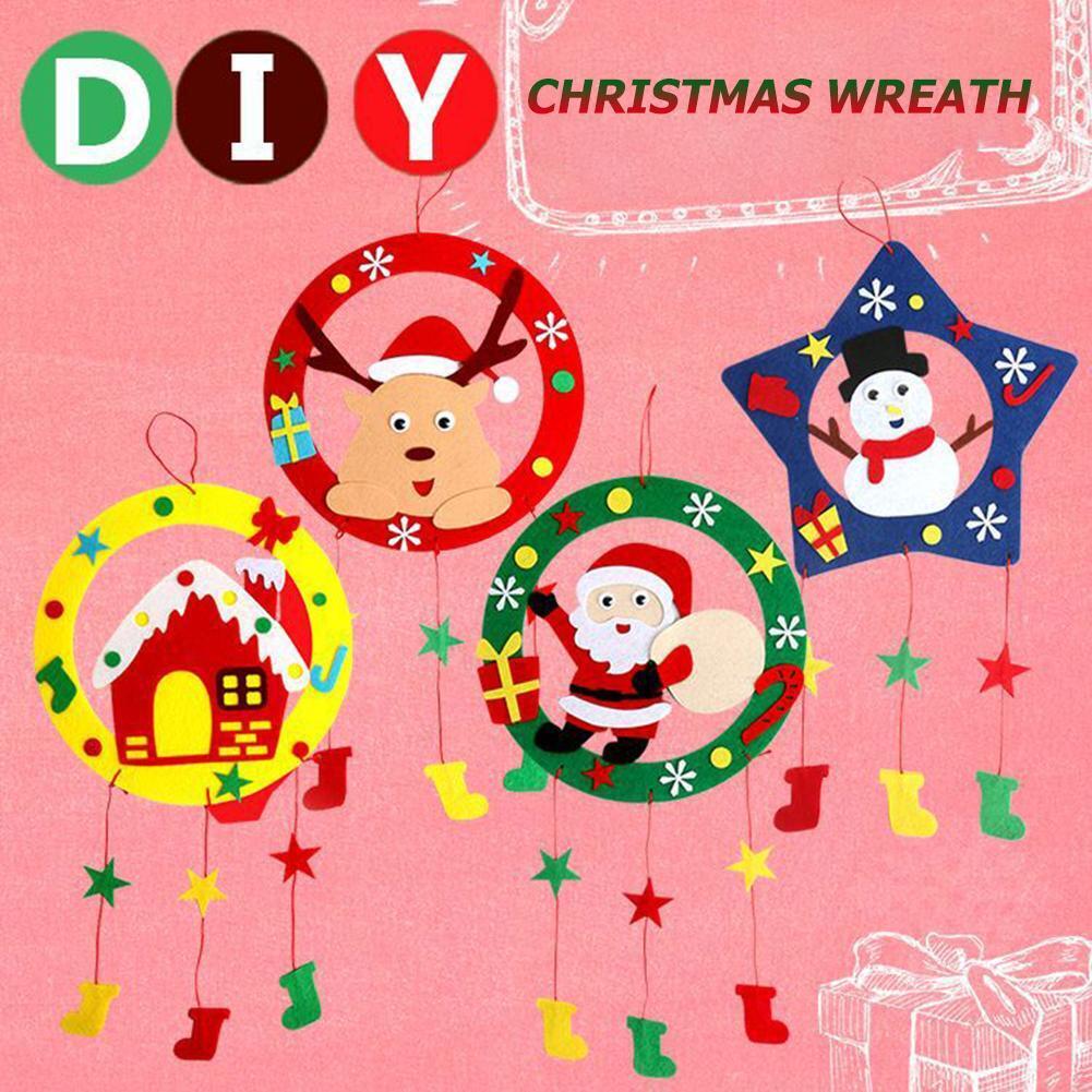 DIY Christmas Garlands Cloth Arts Wreath Kindergarten US Rural Style Random