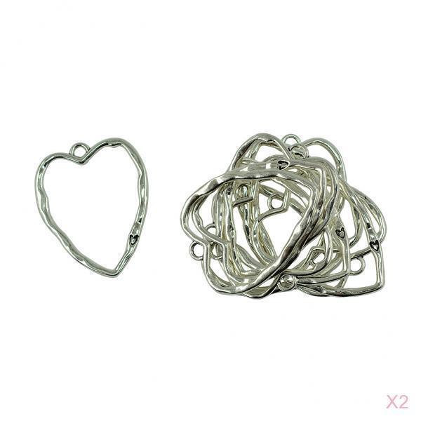 20PCS ALLOY LOVE HEART HOLLOW OUT CHARM NECKLACE PENDANT DIY JEWELRY 50x41mm
