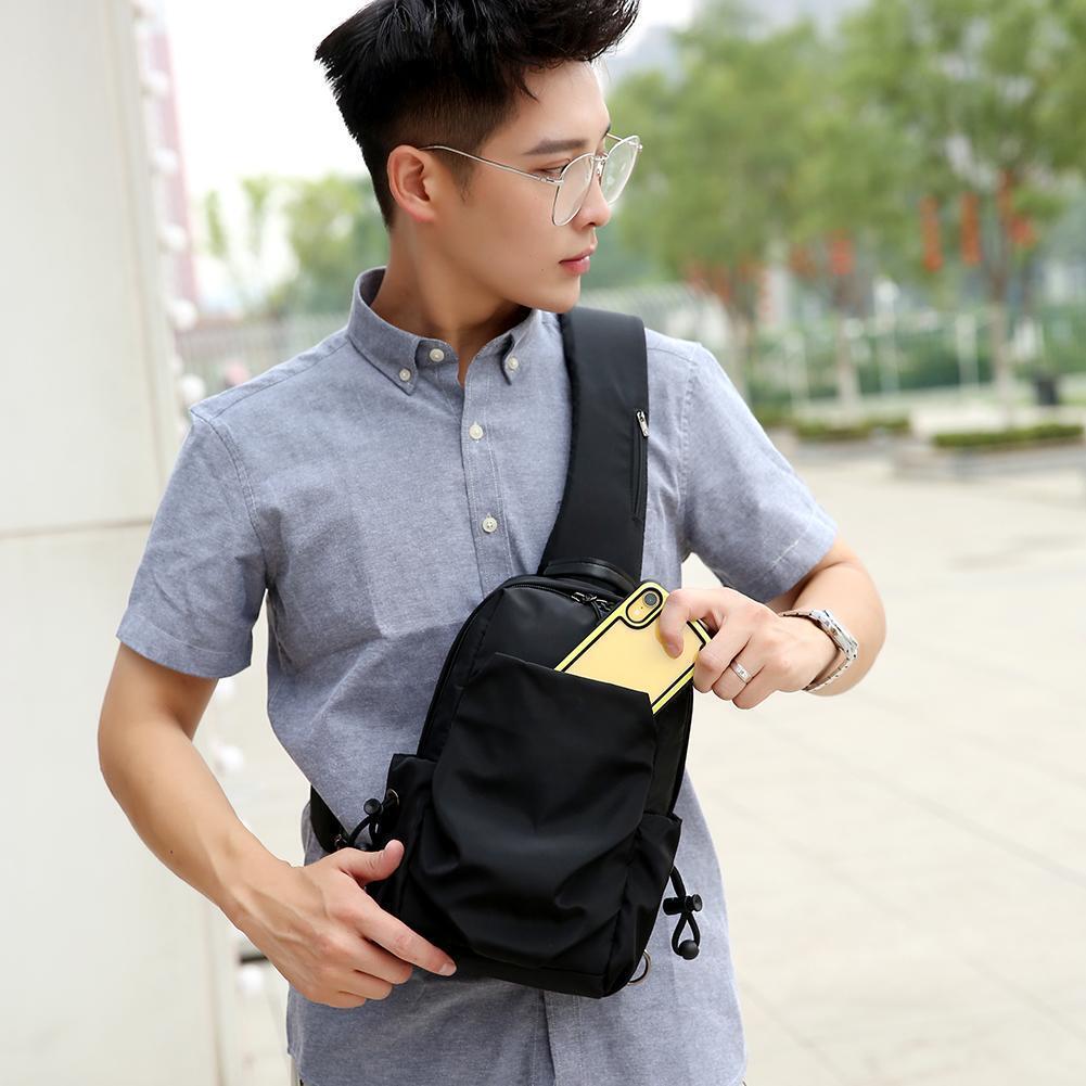 Solid Color Bag Men Shoulder Waterproof Chest Pack Oxford Cloth Casual Bags